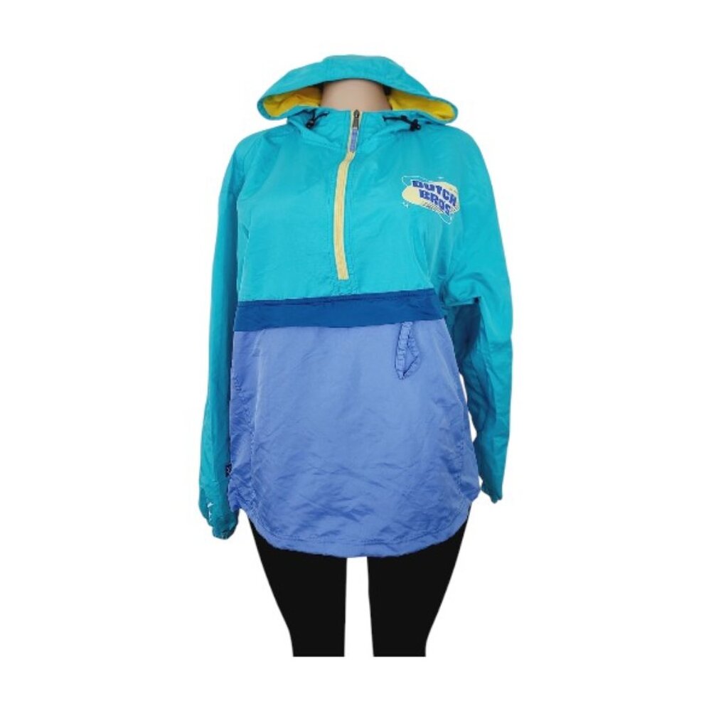 Dutch Bros Women's Blue Purple Anorak Hooded Pullover Windbreaker Jacket Size XL